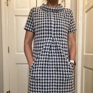 Tyler Boe houndstooth cowl neck dress with pockets